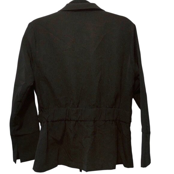 KAKAO Solid Black Collared Long Sleeve Waist Tied Jacket S - Picture 2 of 8